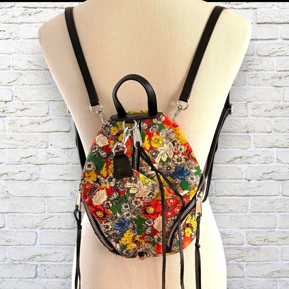 Rebecca Minkoff Julian Mini Convertible Floral Canvas Backpack, RARE Like New - Picture 1 of 10